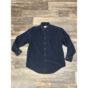 Vintage Eddie Bauer Men’s Large Blue Green Plaid Corduroy Button Up Shirt